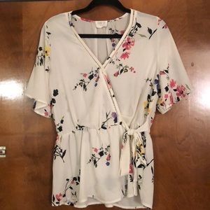 White floral print blouse